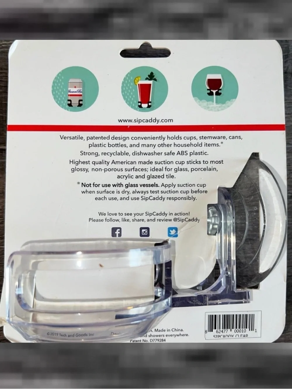 💞 New Sip Caddy Clear Plastic Shower & Bath Drink Holder